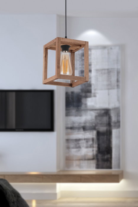 Opviq Cube Lámpara de Araña de Madera Marrón